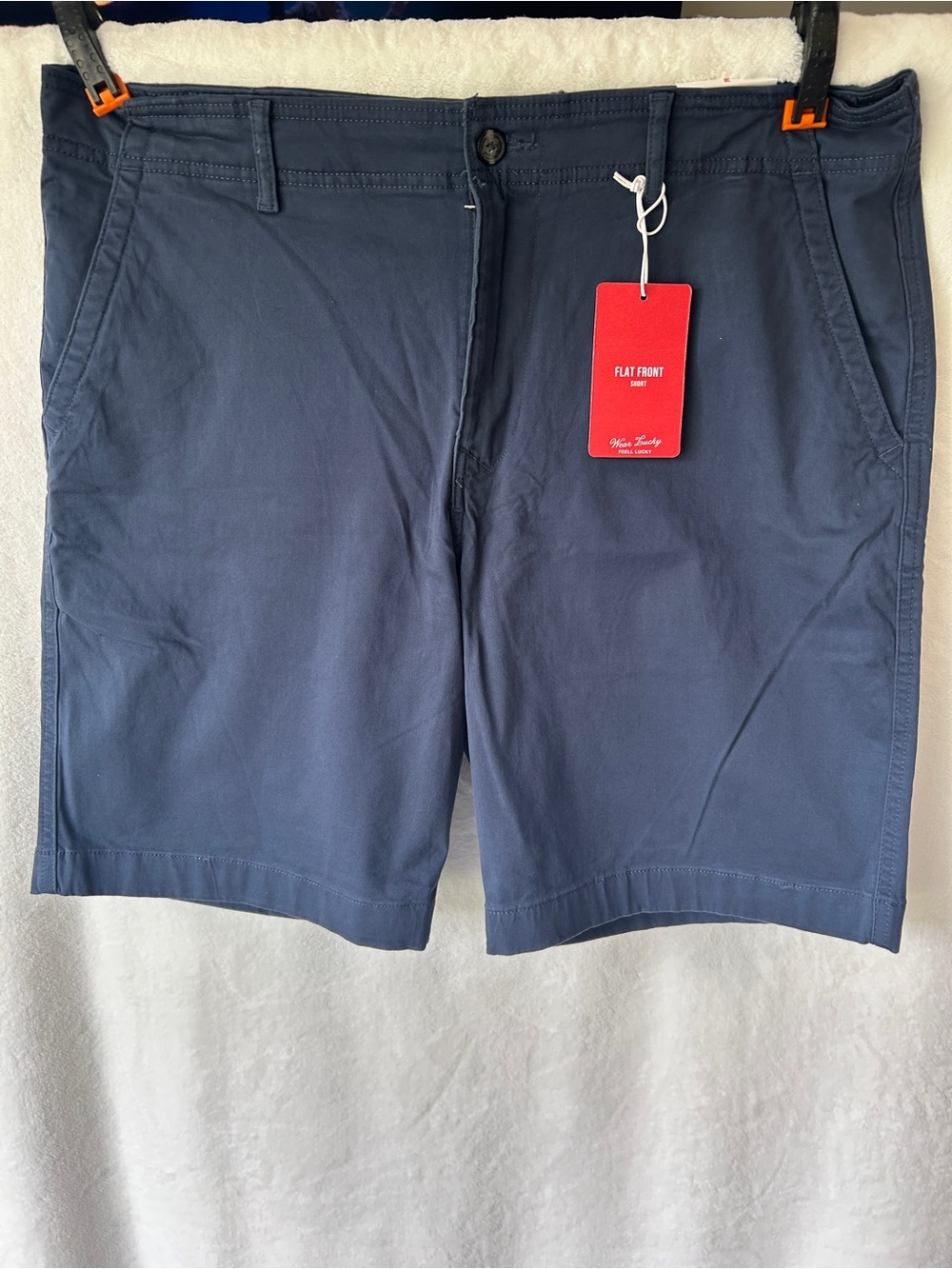 Lucky Brand Men's Navy Flat-Front Cotton Shorts